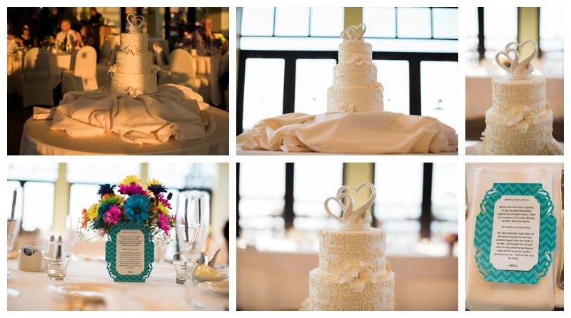 Wedding Cake and table center pieces.